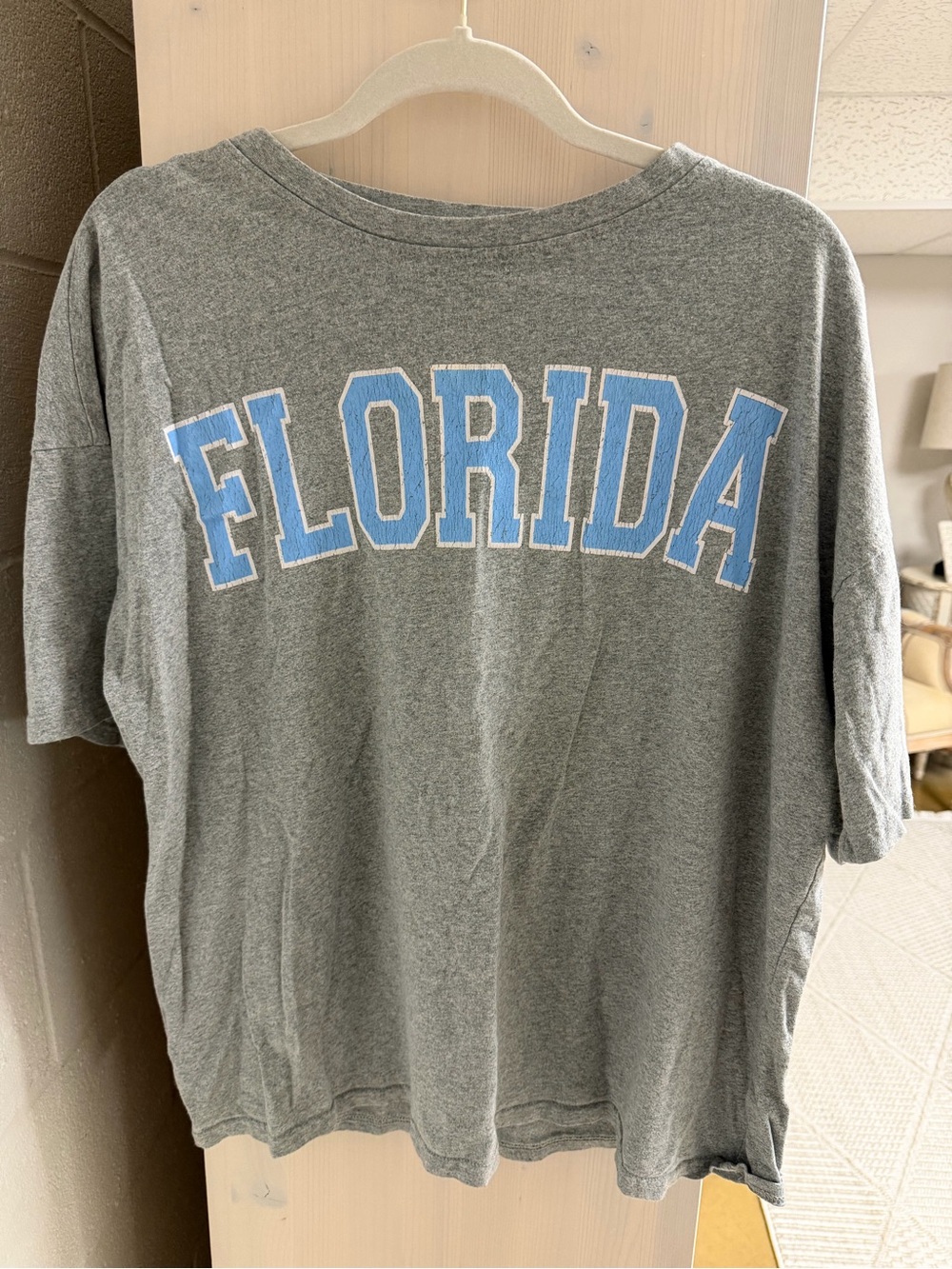 SHEIN Gray Tee with Blue "FLORIDA" Graphic